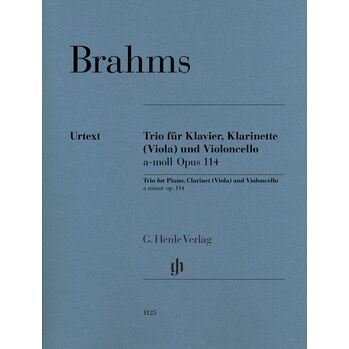BRAHMS, JOHANNES.- CLARINET TRIO OP.114 CLARINETE, PIANO Y VIOLONCHELO