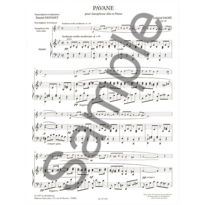 FAURE, GABRIEL.- PAVANA OP.50 (PAVANE) SAMPLE