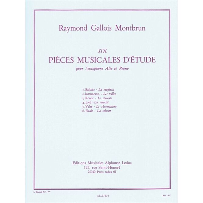 GALLOIS MONTBRUN, RAYMOND.- SIX PICES MUSICALES DTUDE