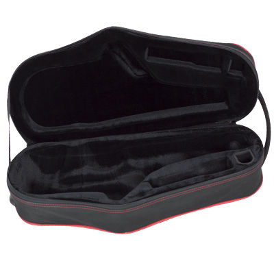 Estuche Saxo Alto Ortola 117 Con Forma Negra Con Ribetes Rojos Detalle Interior