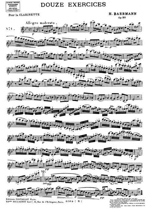 BAERMANN, HEINRICH.- 12 EJERCICIOS OP.30 SAMPLE 1