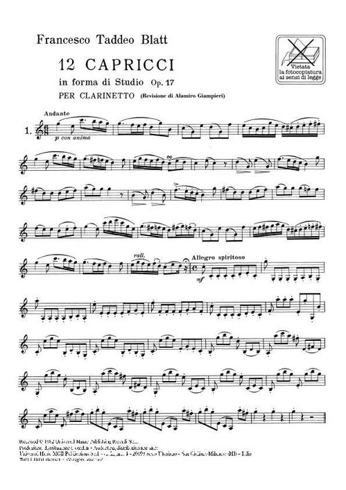 BLATT.- 12 CAPRICHOS EN FORMA DE ESTUDIO OP.17 SAMPLE