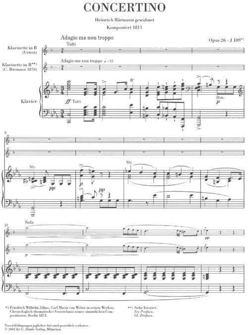 WEBER, CARL MARIA VON.- CONCERTINO OP.26 CLARINETE Y PIANO SAMPLE 1