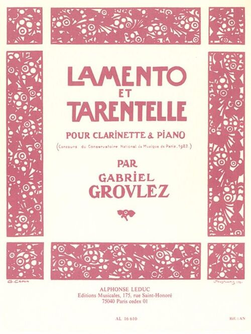 GROVLEZ, GABRIEL.- LAMENTO ET TARANTELLE