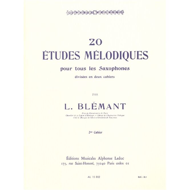 BLEMANT, LOUIS.- 20 ESTUDIOS MELODICOS VOL.2 SAXO