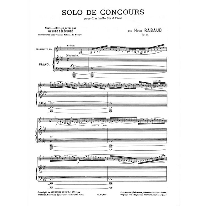 RABAUD, HENRI.- SOLO DE CONCURSO OP.10 SAMPLE