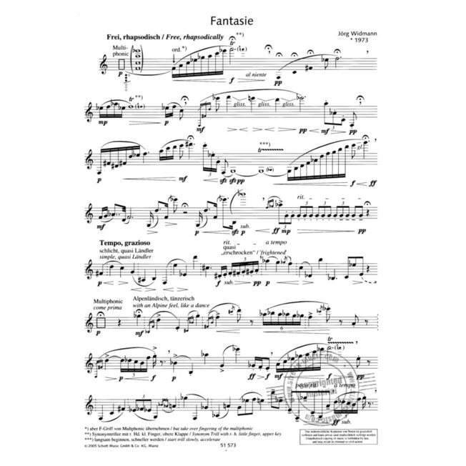 WIDMANN, JORG.- FANTASIA (FANTASIE) SAMPLE